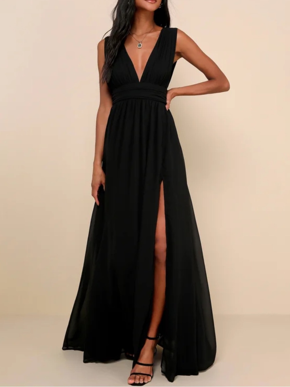 Lulu's Heavenly Hues Black Maxi Dress large $99 still on lulus site